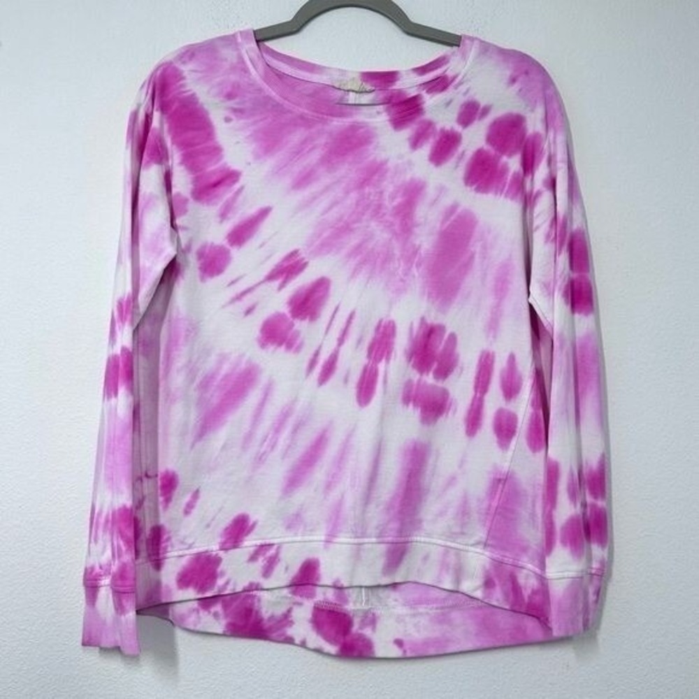 Jane & Delancey Hot Pink Tie Dye Lightweight Crewneck Sweatshirt Casual Womens S